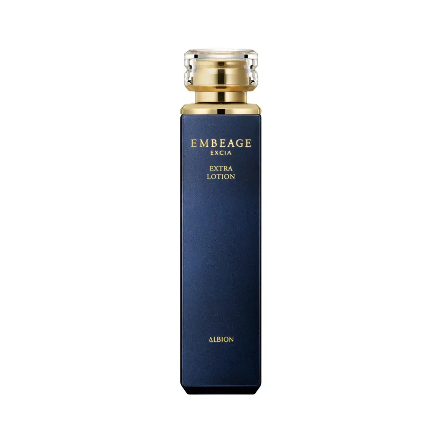 ALBION EXCIA EMBEAGE Extra Lotion 150 mL - Oil-Infused Rejuvenating Essence with Botanical Extracts, Collagen Support, and White Floral Scent for Hydrated, Radiant Skin