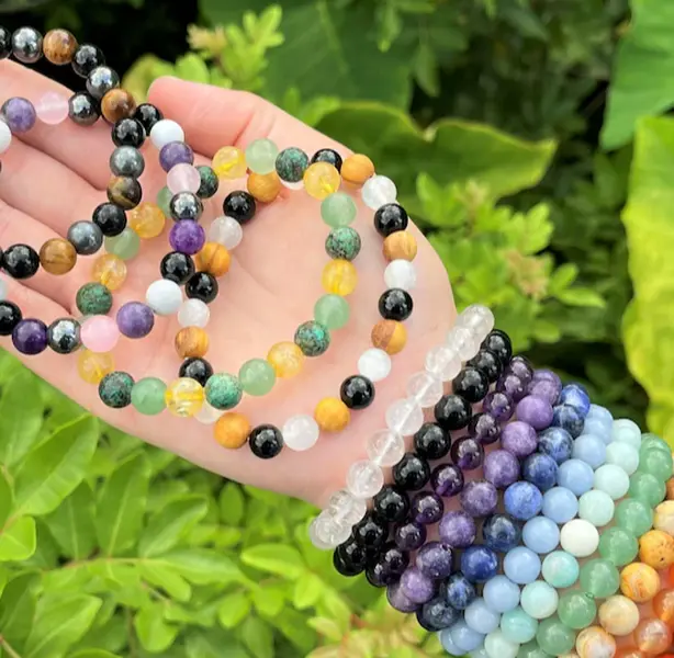 [Live Stream] High-Quality Natural Crystal Beaded Jewelry Bracelet - Women's Mix-Style Bangle for Adults, Icy Obsidian Sunmoonstarcrystal with Protection Property