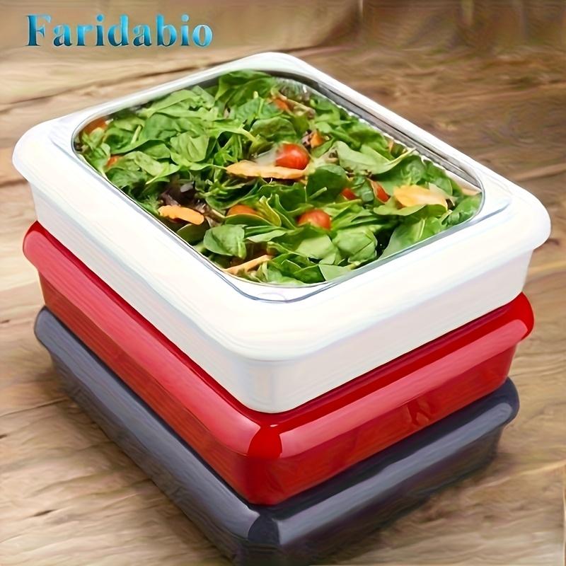 Durable Plastic Rectangular Food Containers for Picnics, Parties, and the Kitchen, Stackable 2-in-1 Insulated Salad and Grill Trays - White, Red, Black, Essential for Picnics | Rectangular Serving Trays | Insulated Food Containers, Picnic Essentials, Par