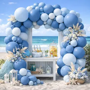 84-Piece Dusty Blue Balloon Arch Set with Light, Slate, and Baby Blue Balloons for Parties