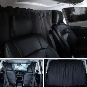 Car Divider Privacy Curtain, Blackout Suede Sun Shade Cover Front & Rear Seat Partition Space Divider Auto Van Truck Interior Accessories for Family Camping Baby Sleeping (Black, Large)