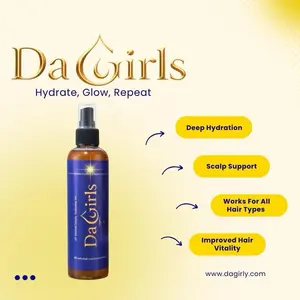 Da Girls Deeply Hydrating Hair Mist with Aloe Vera Juice Rose Water & Rosemary Water for All Hair Types Soothes Scalp Promotes Healthy Growth 16 oz Natural Spray Haircare Blend Organic Argan Oil