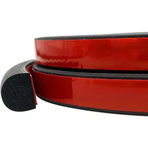 D Shape Weather Stripping, Self-Adhesive Rubber Seal Strip, Rubber Gasket for for RV, Auto, Boat, Garage Door/Window, Machinery and , W:0.55" x H:0.472", L:20Ft
