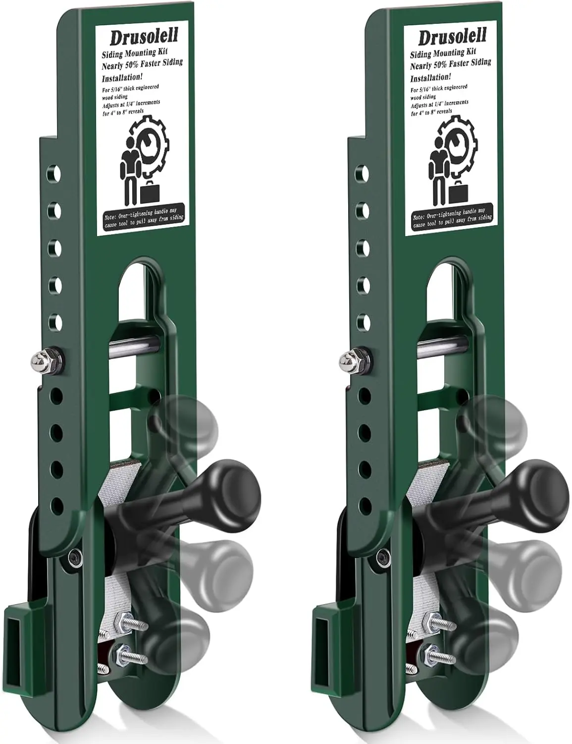 RDS SCM Premium Siding Installation Tools Compatible with 5/16-Inch Fiber Cement Siding, Enhanced Siding Mounting Kit with Adjustable Reveals, Durable Lap Siding Gauge Made of High-Strength Polycarbonate Body, Green Rubber