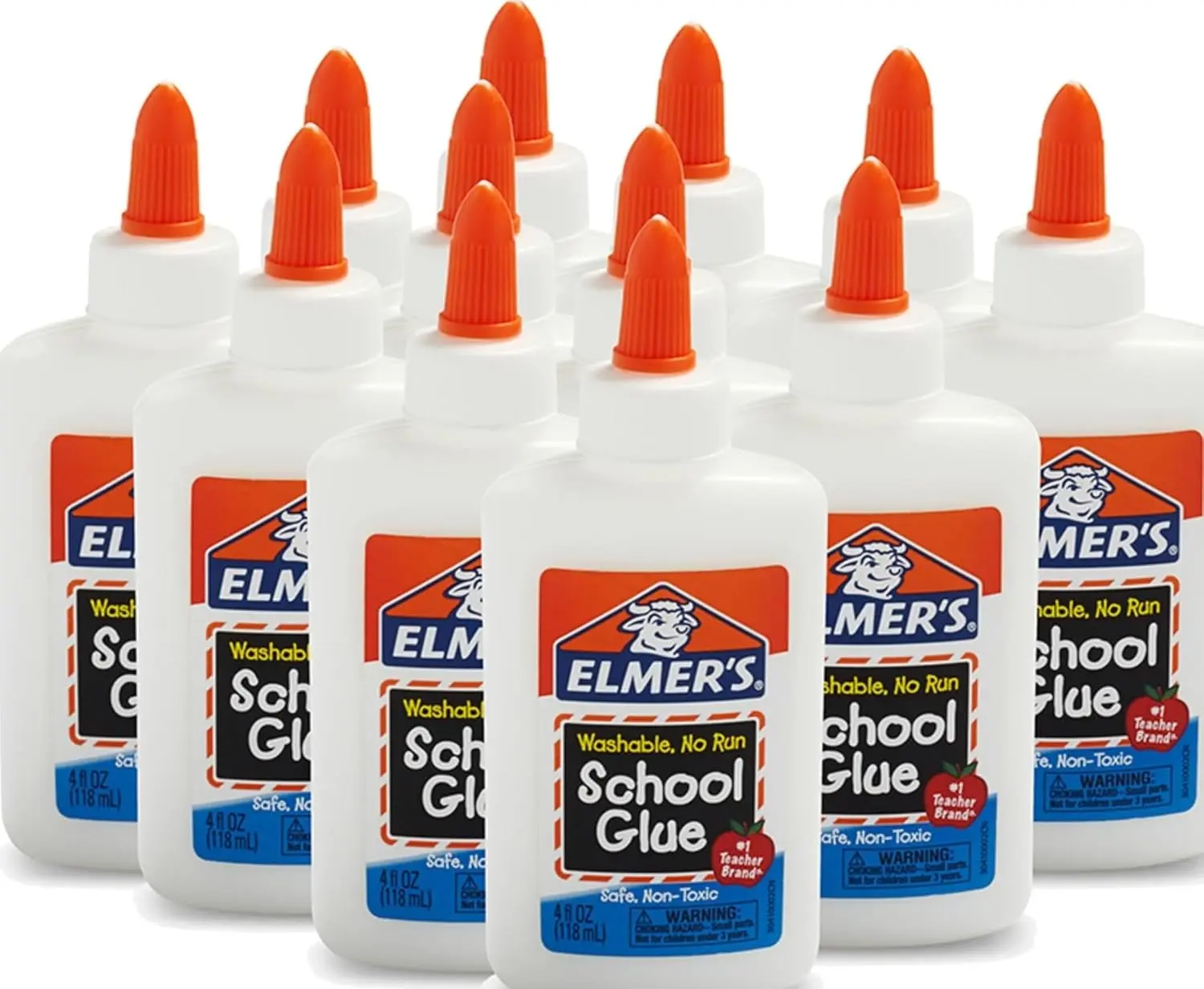 White School Glue (4 oz Each, 12 Count) - Safe, Non-Toxic, Washable Art Glue for Classroom, Home Use, Teacher Supplies, #1 Teacher Brand