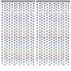 2 Pack Disco Party Decorations, Disco Ball Photo Booth Props, 3.3x6.6 ft Silver Foil Fringe Curtains Photo Backdrop for Birthday 70s 80s, Decades, Taylor, New Years Eve Party Decor