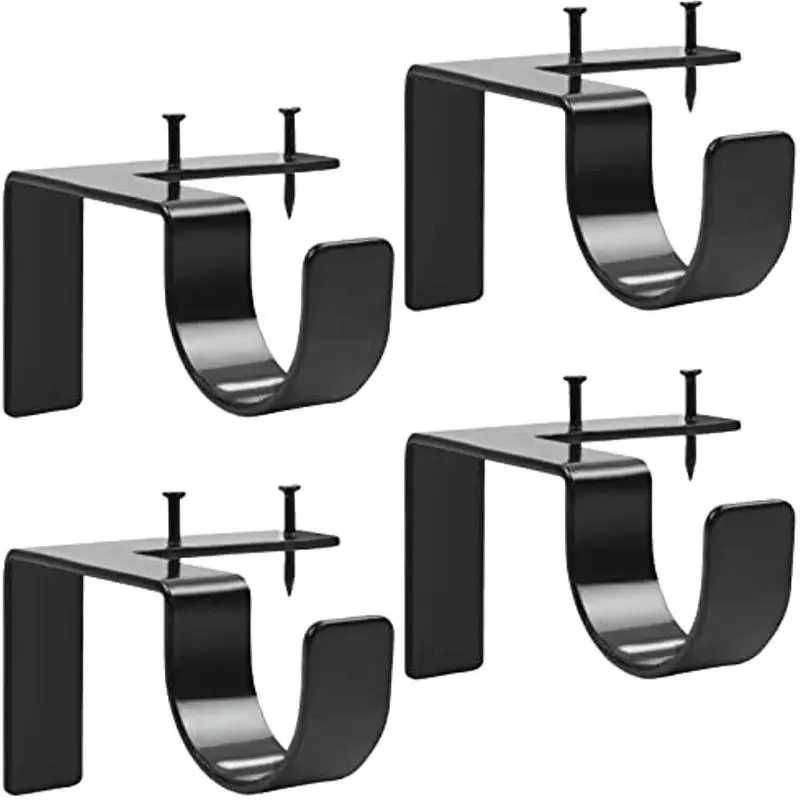 2pcs No Drill Curtain Rod Bracket, Adjustable Metal Heavy Duty Curtain Rod Holders, Screwless Curtain Rods Brackets For Home Bedroom Living Room Window And Door, Curtain Stand