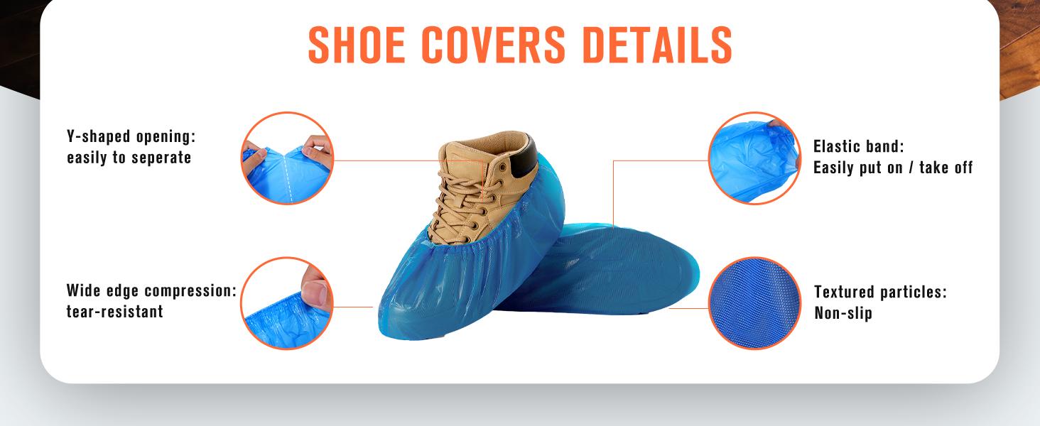 70 Pack Disposable Shoe Covers Non Slip Waterproof, CPE Booties with Compact Tear Off Roll, Indoor Shoe Covers for House Cleaning, Open House, Construction, One Size