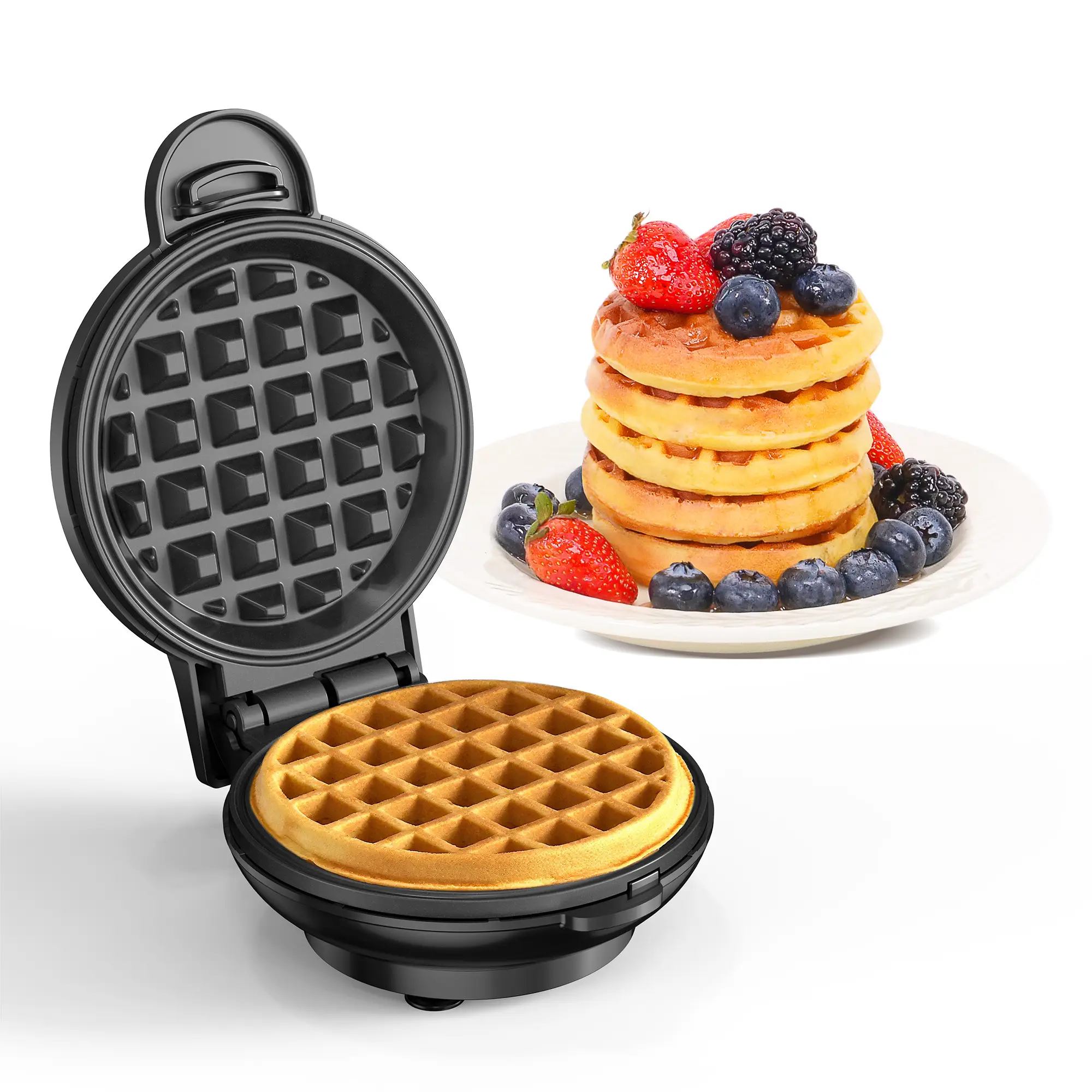 Crownful Mini Waffle Maker, Non-Stick, 4 Inch Chaffle Maker for Familes and Kids, Perfect for Breakfast, Dessert, Sandwich, Egg Cooker Machine & Kitch