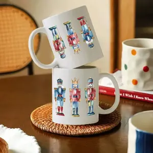 Christmas Ceramic Coffee Mug with Nutcracker Soldier Design, Insulated Holiday Cup for Hot Beverages, Perfect Gift for Friends