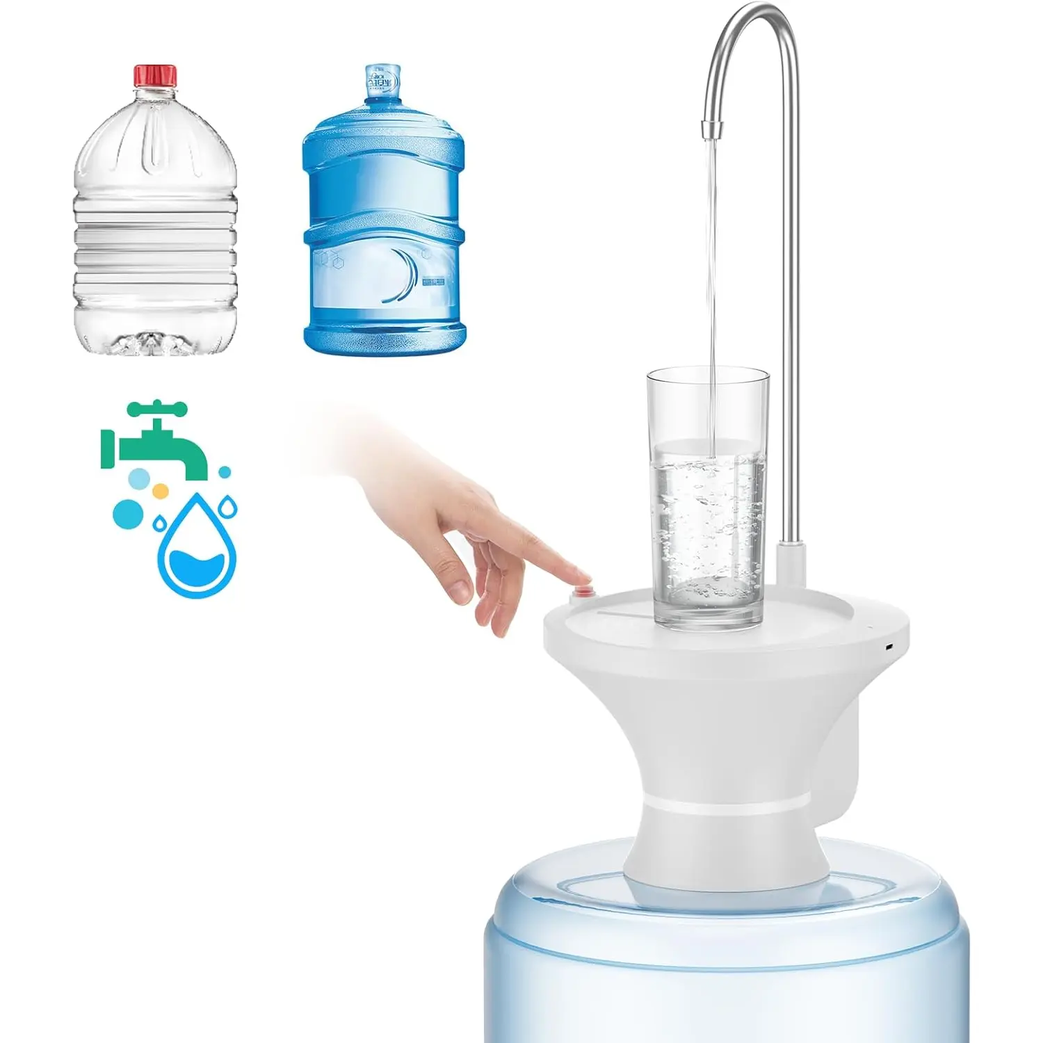 Desk Water Dispenser- Intelligent Desktop Water Bottle, Automatic Water Pump for Universal Bottle Water Dispenser USB Charging Jug Pump for Home, Office, Outdoor (Black)