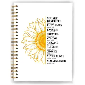Golden Yellow Floral Christian Notebook, Inspirational You are  Verse Journal, Prayer Journal for Woman, Church Notes Notebook, Scripture Hardcover Spiral Notebooks, 5.5x8.3 Inch