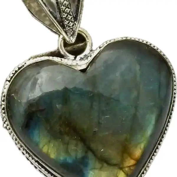 Handmade Labradorite Heart Pendant On Sterling Silver