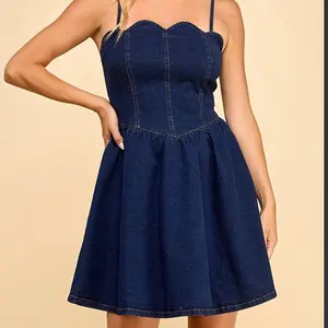 Scalloped Denim Dress