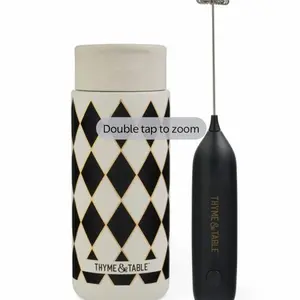 Thyme & Table 22 fl oz Stainless Steel Coffee Tumbler with Frother, Black Diamond