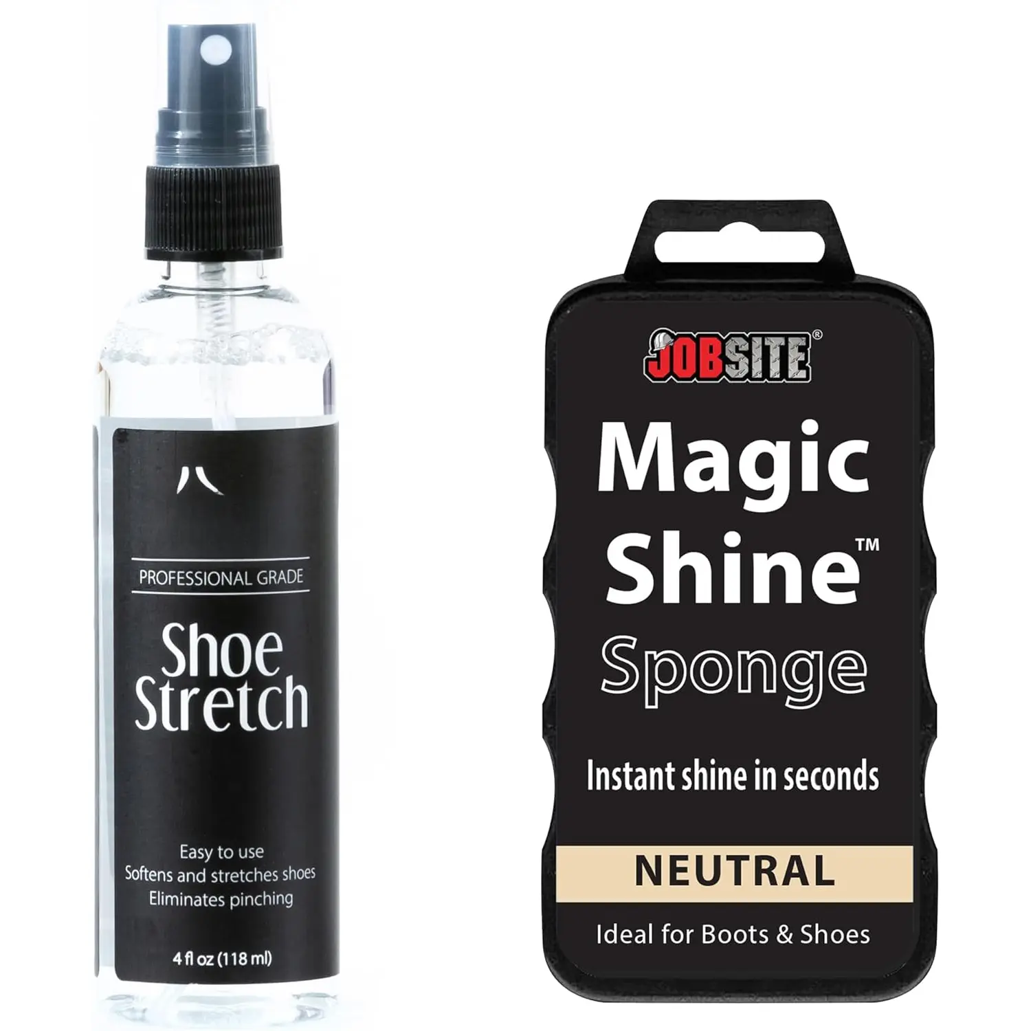 Shoe Stretch Spray with Shoe Shine Sponge - Stretch Leather & Polish Shoes Quick on the Go