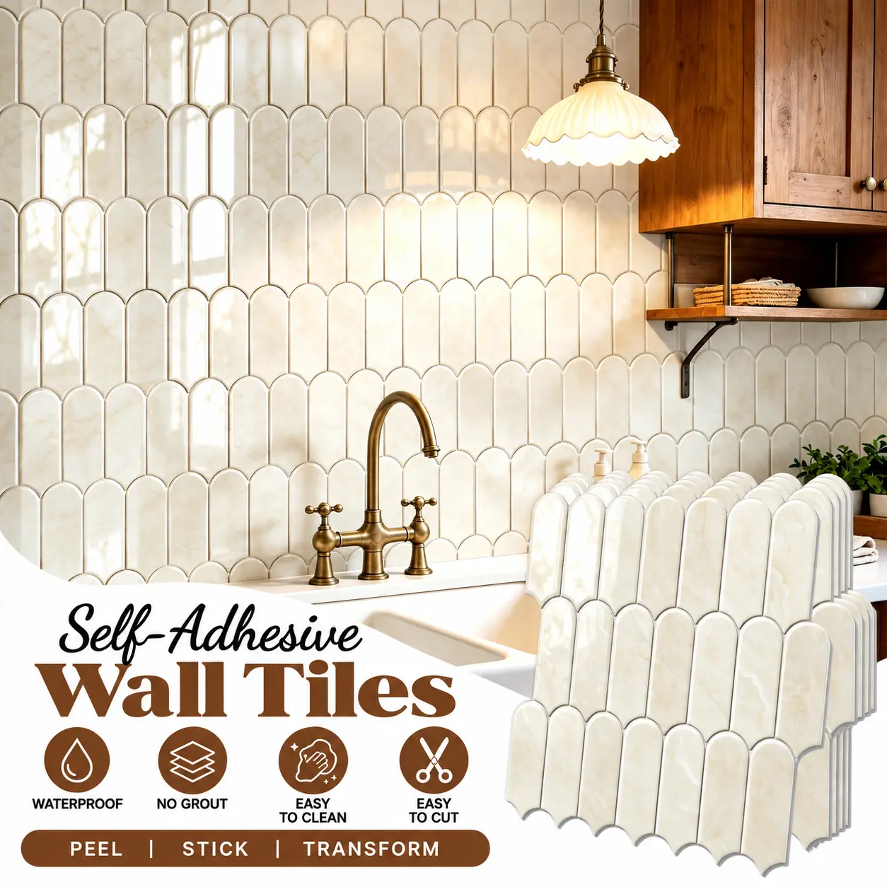 20/40 Pcs Peel-Stick 3D Backsplash Wall Panels - 12x12 in Glossy Art Deco Self-Adhesive Tile Stickers, Waterproof, Removable, Tenant-Friendly DIY Home Decor with Kitchen Decor Ideas for Kitchen, Bathroom