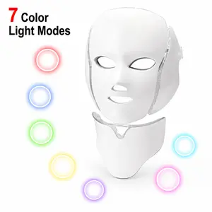 Wireless LED face and neck red light treatment facial mask, equipped with 850nm infrared and 630nm red light, is suitable for face and skin care at home, travel, yoga, sleep and other occasions, and supports infrared therapy