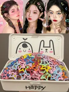 40pcs Cute Kids Y2K Star Hairpins, Minimalist Colorful Star Bb Clips, Side Bangs, All Occasions, Casual Style