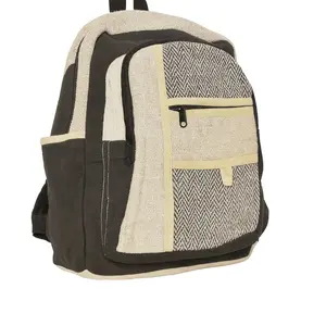 Everything Nepali Backpack, Fits laptop, Eco friendly, Organic Hemp travel and laptop Backpack, handcrafted by the best artisans in Nepal (Irish - White)