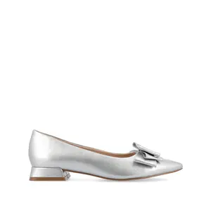 OPHELIA LOW BLOCK BALLET FLATS VEGAN LEATHER IN WIDE - Silver