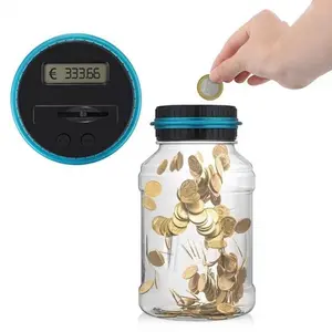 Large Capacity Automatic Coin Bank with LCD Display, Smart Electronic Savings Jar for Kids, Real-Time Coin Counting and Identification