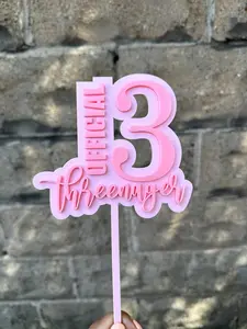 Threenager Cake Topper, Three Year Old Cake Topper Decor