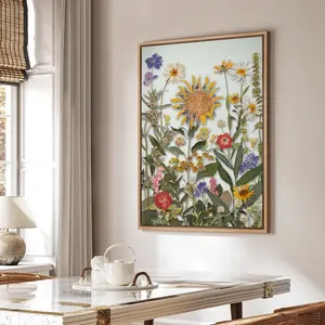 Canvas Wall Art Prints Abstract Wildflower Botanical Sunflower Art Print Mid Century Modern Boho Wall Art Decor Artistic Artwork Cotton Matte Minimalist posters