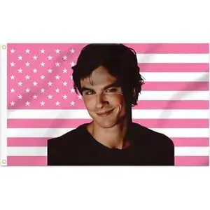 2x3 Ft Decorative Ian Somerhalder Flag Double Stitched with 2 Brass Grommets for Indoor Outdoor, Wall Hanging Tapestry College Dorm Room Decoration (Pink, 2x3 ft) Starry Sky Pattern Home Textile Cotton Peach skin suede