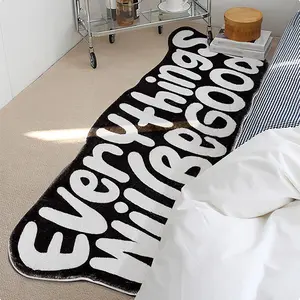 Contemporary “EVerythings Will Be Good” Patterned, Soft Plush Carpet, Fluffy Area Rug for Home Décor, Non-Slip Easy Clean Rug for Living Room Bedroom