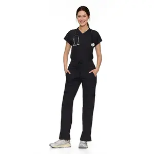 COZYSCRUBS Yoga Scrubs for Women - V-Neck Batwing Sleeve Top & Straight Leg Pants with 6 Pockets summervibes Clothes Womenswear Breathable Fabric