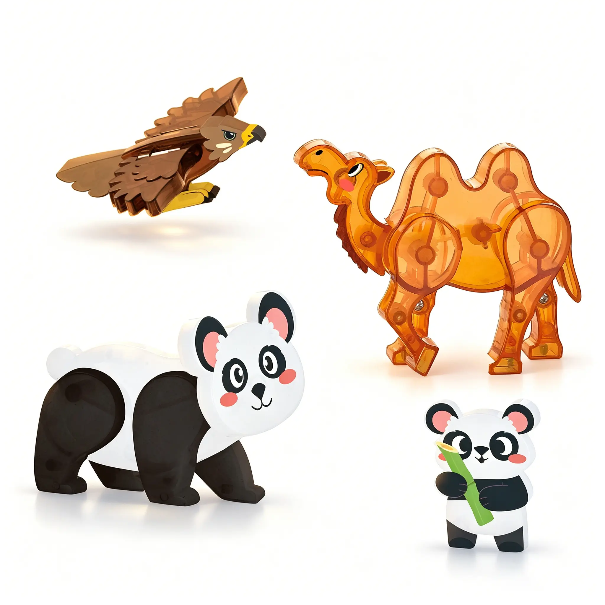 4-in-1 Cute Pet Park Magnetic Chip Toy Set,Magnetic accessories,Activity Joint Animal Tiles, Compatible with Other Magnetic Building Blocks, Puzzle STEM Fun Toys, 3-8-year-old Male and Female Universal Toys Parent Child Toys
