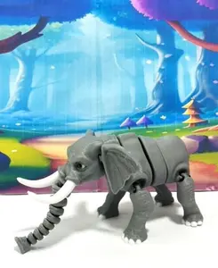 3D Printed Elephant, Articulated Flexible Joint Animal Figurine, Stress Relief Fidget Toy, Elephant Figurine, Articulated 3D Printed Poseable Desk Pet - AE002