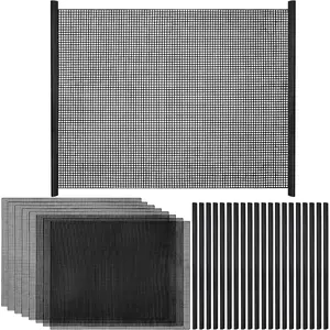 8Pcs Plastic Mesh Canvas Sheets for Embroidery Aquarium Fish Tank Divider Plastic Grid Separator with 20 Pcs Binding Sliding Bars for Crochet Projects