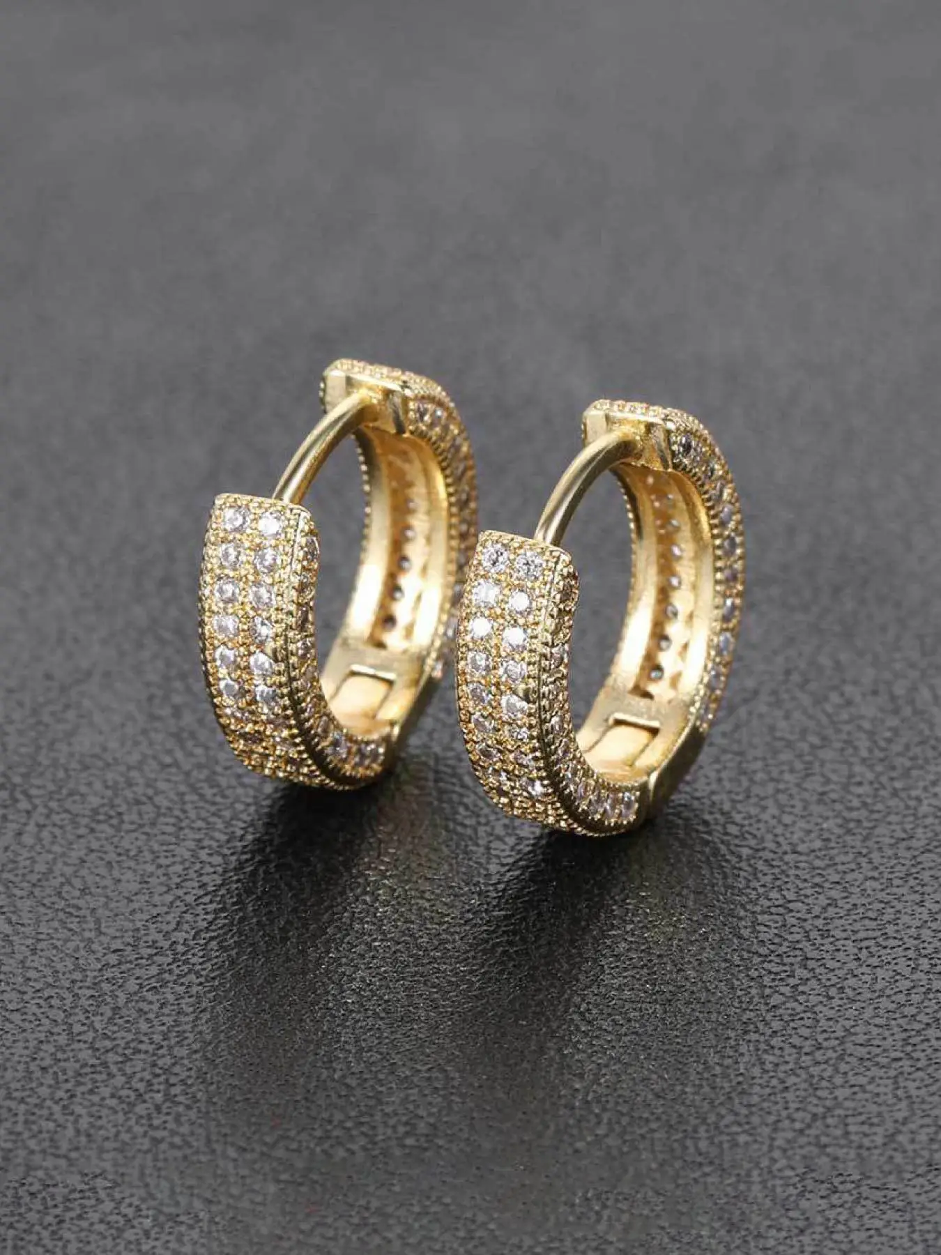 Men's Hip Hop Style Rhinestone Decorated Hoop Earrings, Fashion Jewelry for Party, Daily Clothing Decor, Trendy All-match & Exquisite Jewelry for Birt