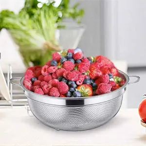 Multi-Purpose Drain Basket, Round Fruit Basket, Sieve for Washing Rice, Vegetable Basket, Bathroom Storage & Organization