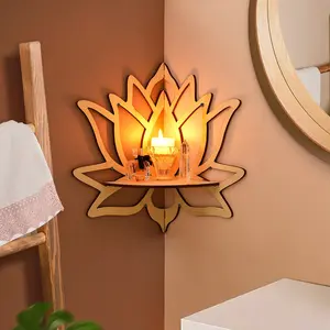 Creative Simple Nail Wall Display Shelf, Natural Wood Color Lotus Shape Wall Decor Hanging, DIY Assembly Wooden Storage Rack, Room Decor, Wall Mount Design