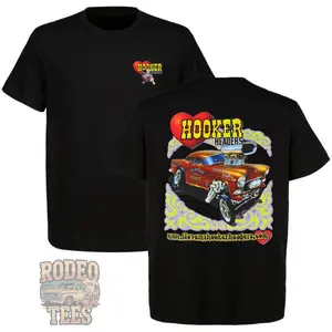 Hooker Headers Retro T-Shirt Classic Racing Car Lover Racing Equipment Casual Menswear Top Car Tees For Men Car Merch Unisex Graphic Cotton Old School Tee