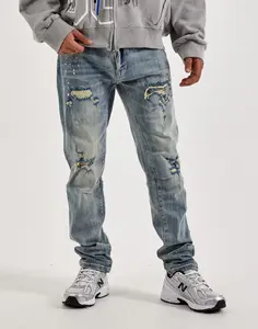 Smoke Rise Vintage Bleach Effect Distressed Slim Denim Jeans