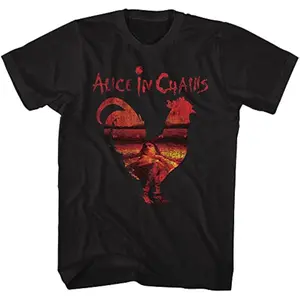 Alice in Chains 90s Grunge Revival Rooster Graphic T-Shirt Black Short Sleeve Authentic Band Merch for Unisex Adults Vintage Aesthetic Streetwear