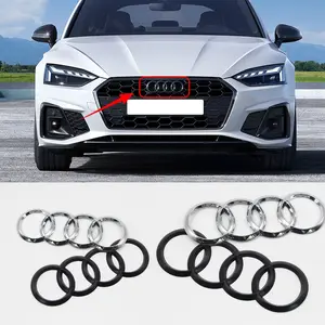 4 Ring Car Abs Emblem Engine Hood Front Grill Rear Trunk Badge Sticker for Audi Models Q5 Q3 A4 A3 A5 A6l A7 A4l Q2l Q7 Q8 S5 S6 S7 R8 S4