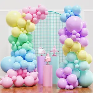 YMSZ Pastel Balloons Arch Kit with Different Sizes, Multicolor Macaron Pink Purple and Blue Yellow Balloons for Birthday, Easter, Baby Shower, Gender Reveal Party Decorations