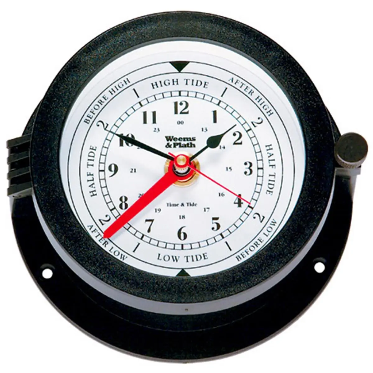 Weems & Plath Bluewater Time & Tide Round Analog Wall Clock - Decorative Plastic Clock with Hinged Bezels, Resistant Glass, AA Batteries for Room Decor (Specialty DIY Supplies)