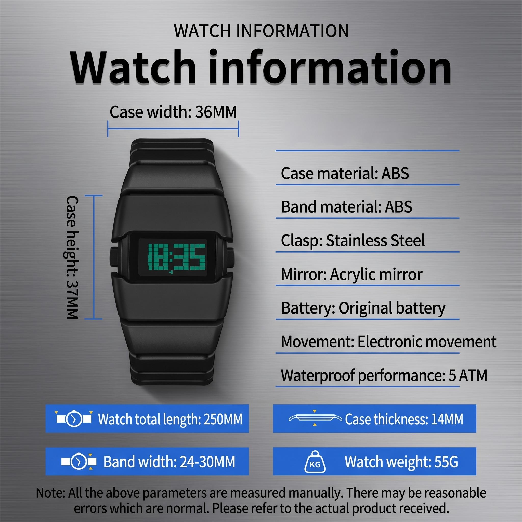 Retro Cyberpunk Digital Watch Y2K Vintage Square Face Electronic Wristwatch with Wide Metal Band Futuristic Sci-Fi Timepiece for Men Women