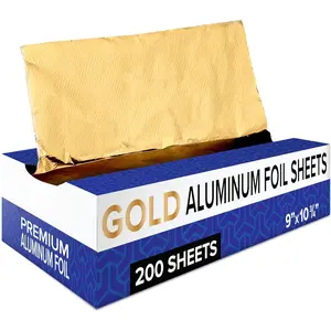 200-Pack Pre-Cut Aluminum Foil Sheets - 9' Pop Up Foil for Restaurant, Food Wrapping & Hair Highlighting Cookware Disposable