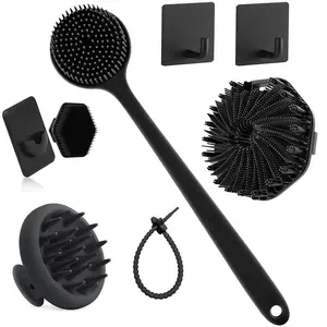 8-Piece Silicone Body Brush Set, Non-Electric Handheld Brushes, Soft Bristles, Anti-Slip Handle, Cleaning and Massage Tools, Body Brush For Showering