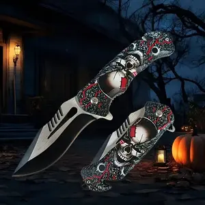 Portable high-quality folding knife, outdoor knife, suitable for camping, hunting, fishing, with glass breaking function, pocket holder and other multi-purpose uses, essential travel accessory, Christmas and Halloween gifts for fathers and men.