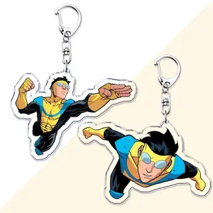 Trending Adult Animated Superhero Invincible Keychains for Accessories Bag Omni Man Keyrings Jewelry Gamer Fans Friends Gifts