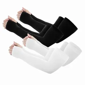 2 Pairs Summer Cooling Compression Fit Arm Sleeves for Men & Women, UV Sun Protection Sleeves in Elastic Quick-Dry Ice Silk Fabric-Dry Ice Silk for Golf Running Cycling, Black & White，Ideal for Outdoor Activities #GLOBAL PICKS