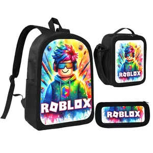 Roblox Backpack With Lunch Box Pencil Case 3 In 1 For Boy Girl Teen Schoolbag Lightweight Large Capacity 600D Oxford Cloth Adjustable Straps Comfortable Mesh Back Cushioning backpack goals-B